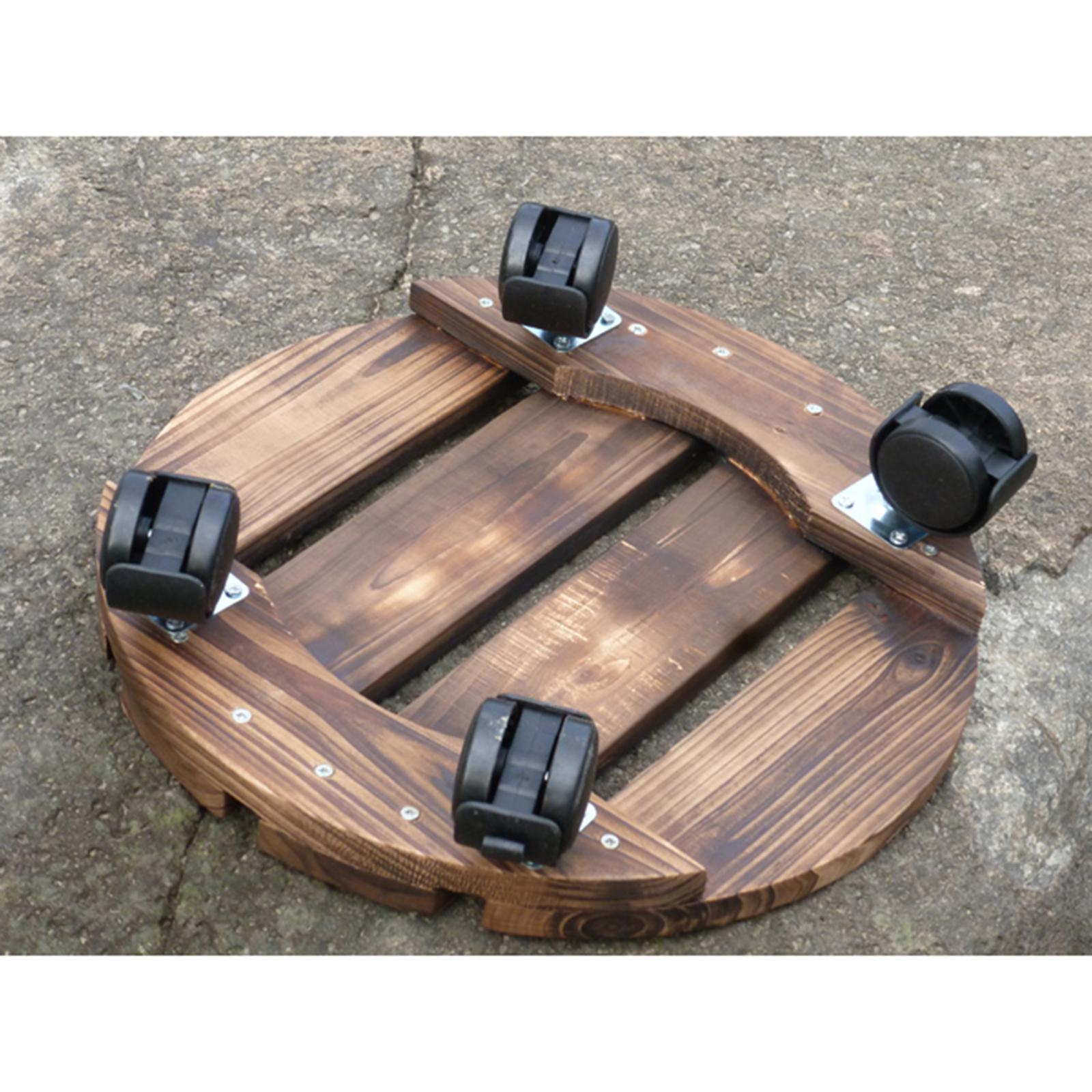 Wood Plant Stand Indoor Planter Caddy Round/Square Flower Pot Mover Trolley Plant Caddy Stand Wheels Rolling Outdoor Dolly