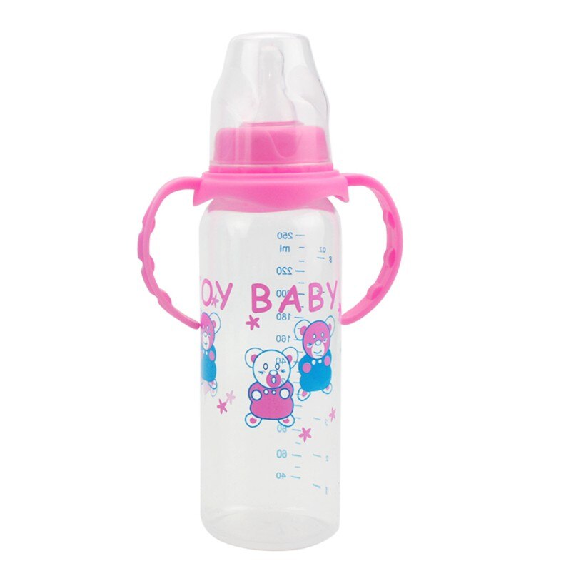 Botella de alimentación de bebé, Pajita para niño, vasos de alimentación para niño, botellas de entrenamiento para aprender agua potable: Rosa