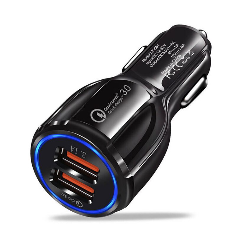 Autolader Usb Snel Opladen 18W 3.0 Voor Mobiele Telefoon Dual Usb Car Charger Qc 3.0 Snel Opladen Adapter mini Usb Car Charger