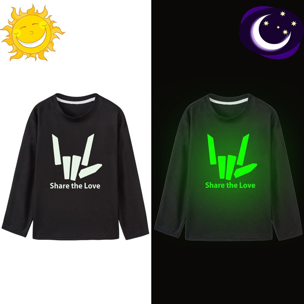 Condividere L'amore Luminoso T-camicia Manica Lunga per I Ragazzi della Maglietta Della Ragazza di Modo Magliette E Camicette 1-12 Anni Adolescente bambino del ragazzo Delle Magliette di Modo: 12T