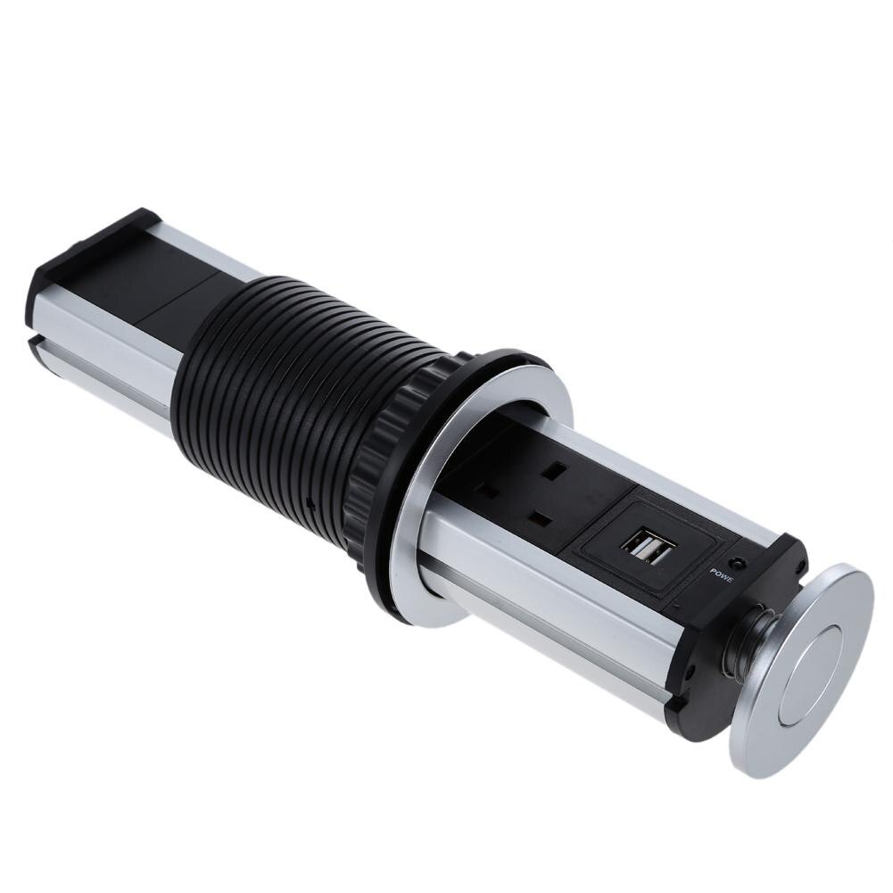 220V 16A PULL POP UP Electrical 3 Plug Socket 2 USB Kitchen Table Plug Sockets Retractable for Countertops Worktop UK/EU Plug