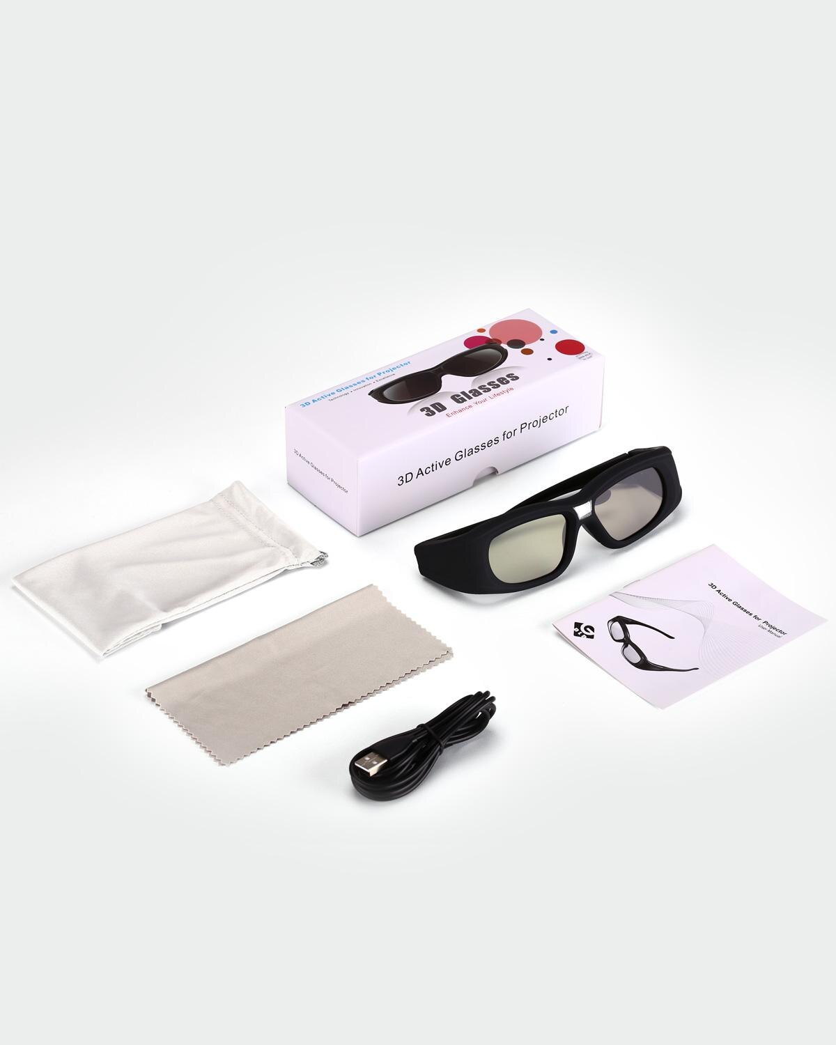 Wiederaufladbare 144Hz DLP Verknüpfung 3D Aktive Verschluss Brille für 3D DLP Projektoren Kompatibel mit Acer ViewSonic BenQ Vivitek Optoma