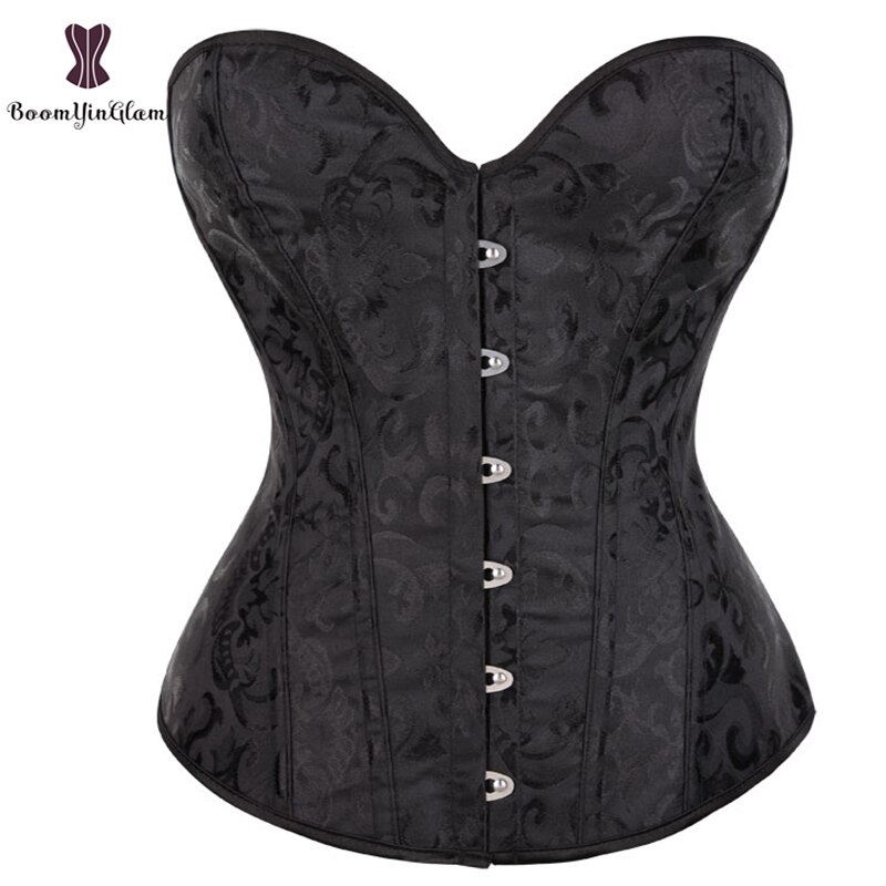 Corset de mariage en dentelle désossée, couleur unie, noir et blanc, sous-vêtement en Brocade Jacquard, pour sculpter le corps