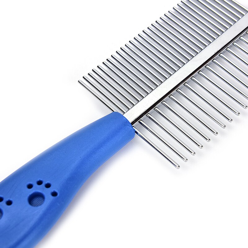 Detangling Pet Comb With Two Densities Stainless Steel Teeth For Removing Matted Fur Knots Tangles DIY Dog Cat Grooming Tool