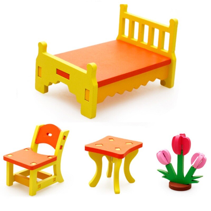 Miniature 1:12 Dollhouse Furniture for Dolls,Mini 3D Wooden Puzzle DIY Building Model Toys for Children: 778068