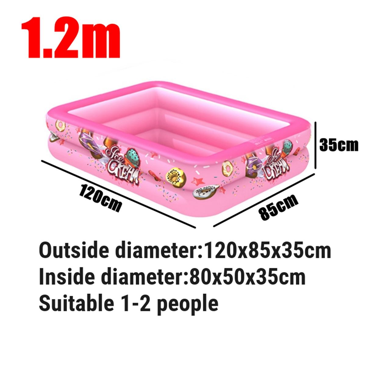 120/130/150cm Children Bathing Tub Baby Home Use Paddling Pool Inflatable Square Swimming Pool Kids Inflatable Pool ball pit: Pink 1.2m