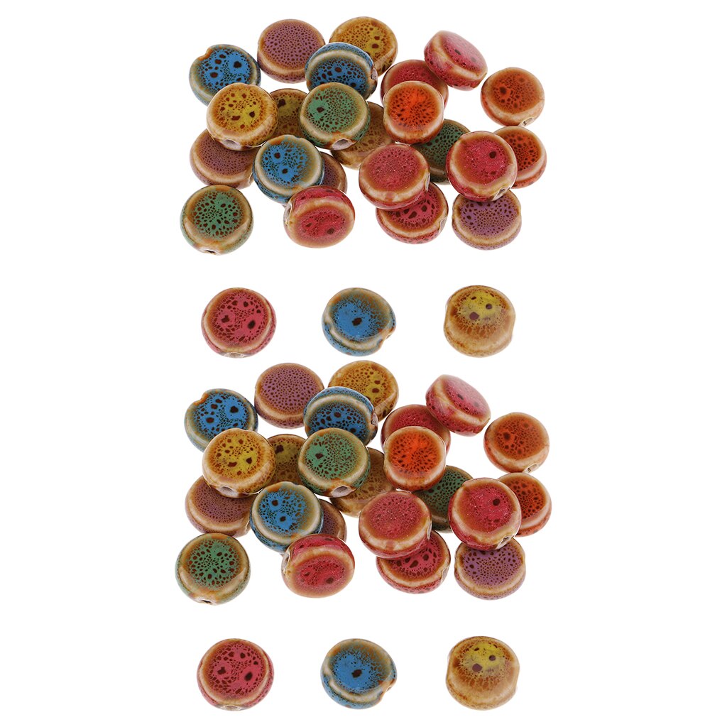 60pcs Handmade Round Porcelain Ceramic Beads 14mm For Jewelry Bracelet DIY