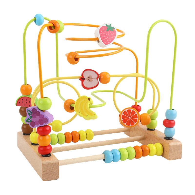 Labyrinthe en bois cercles autour des perles boulier maths Puzzle jouets pour les enfants: Green