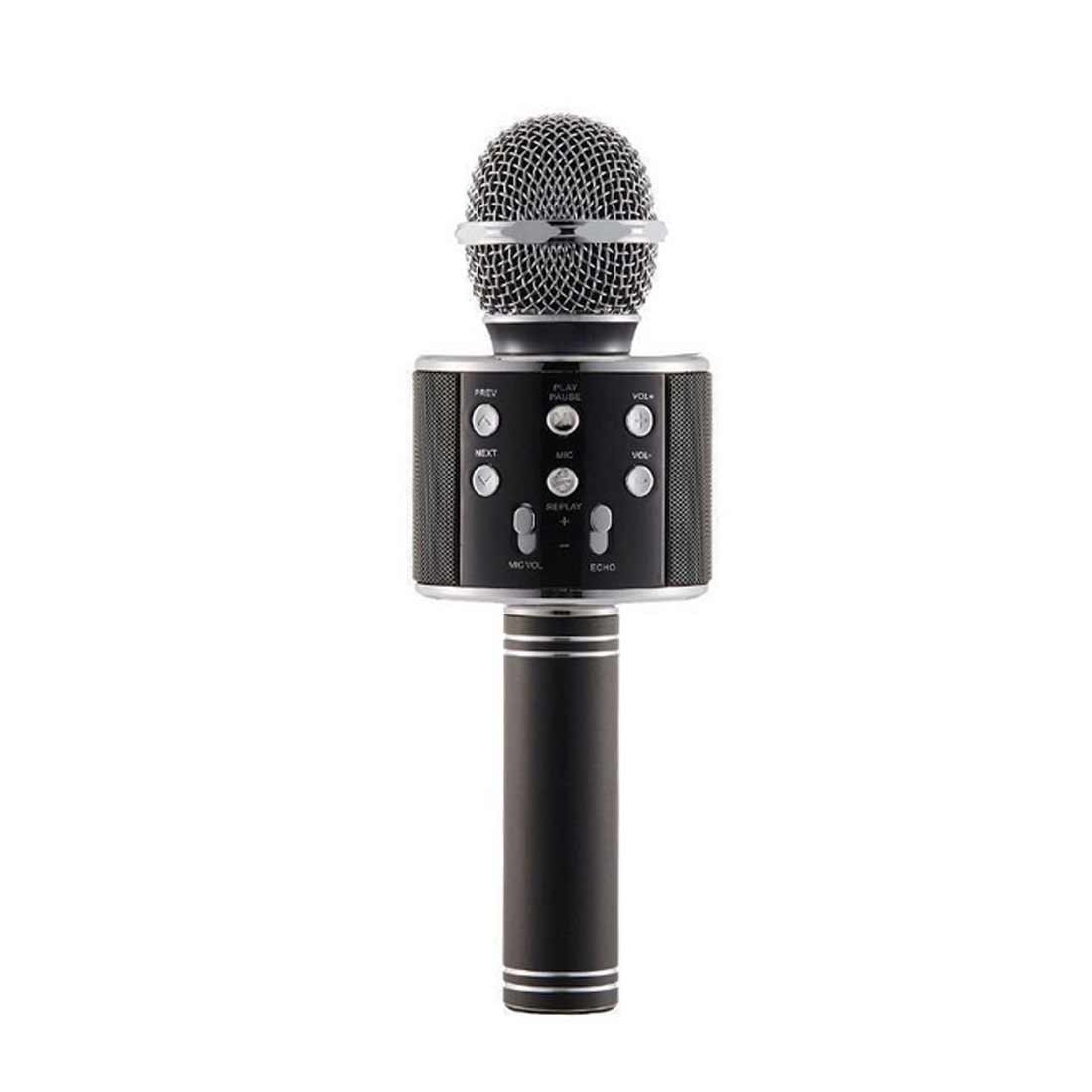 Bluetooth Wireless Microphone Speaker Handheld Microphone Karaoke Mic Music Player Singing Recorder Wireless mic: Black