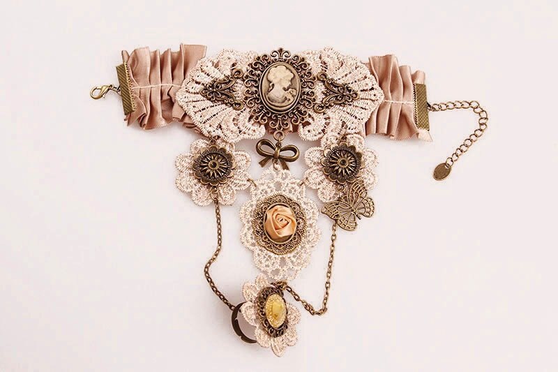 Bracelet Lolita rétro gothique à la pour femmes, accessoires de , beauté et fleurs d'halloween, FYSL012