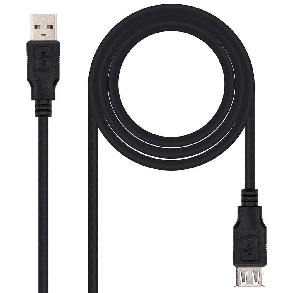 Nanokowalny 2.0 USB typu A kabel rozszerzenie męskie i żeńskie czarny 10.01.0203-BK przedłużacz ołowiu 1.8m do drukarki PC Laptop