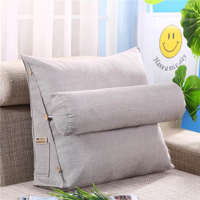 Cojín Lumbar para sofá, almohada de respaldo para cama, silla de oficina, soporte de cintura, tumbona, TV, lectura, decoración del hogar: light grey B