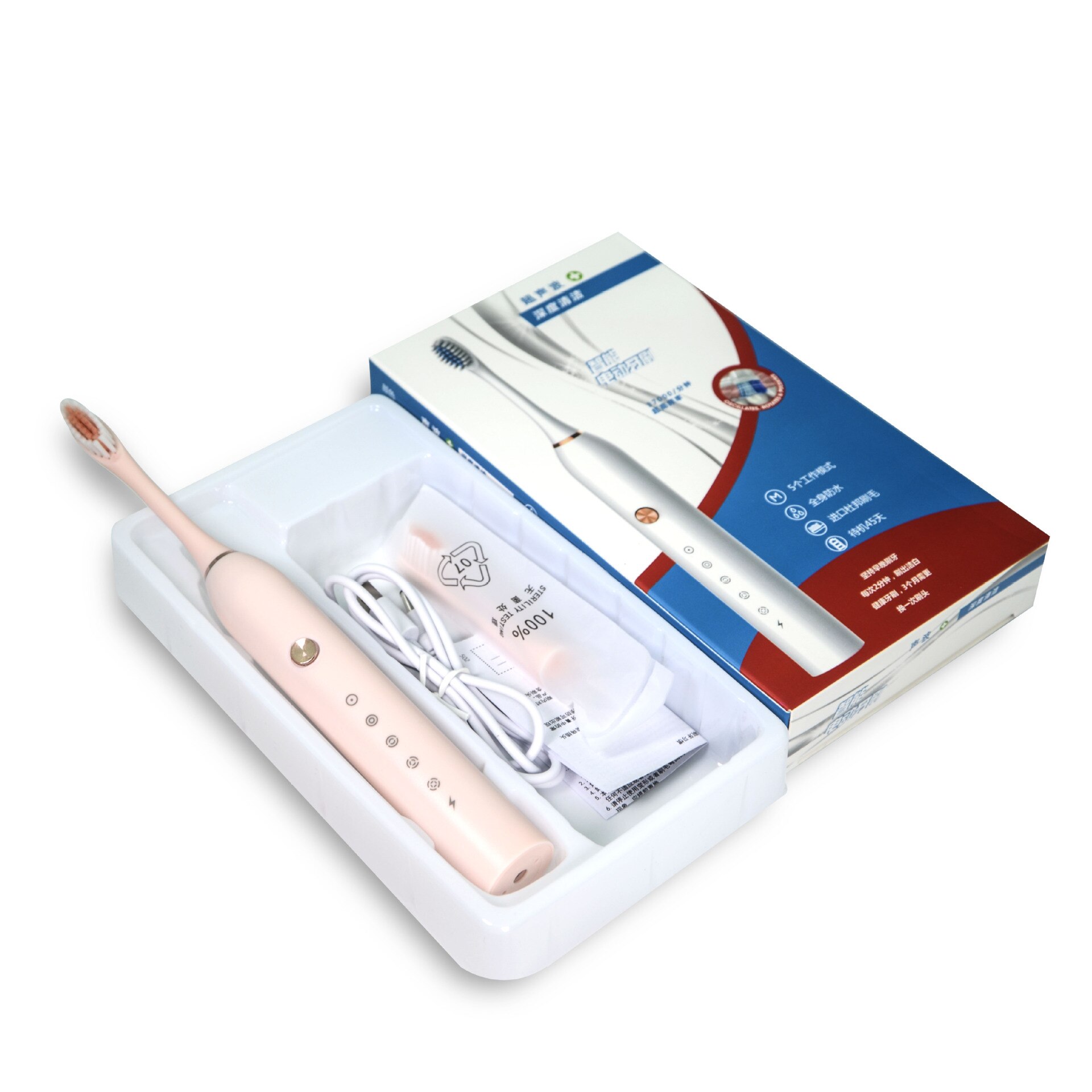Cepillo de dientes eléctrico Sonic, temporizador para adultos, cepillo automático, Cargador USB, recargable, cepillos de dientes, juego de cabezales de repuesto lavables