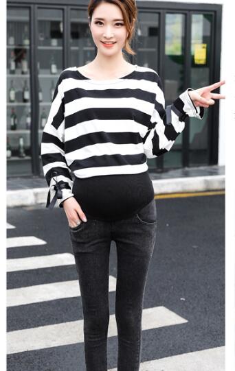 Schwarz Taille See strecken Denim Mutterschaft Bauch Jeans sommer Frühling Hosen Kleidung für Schwangere Frauen Schwangerschaft Bleistift Schlauch: 2 / L