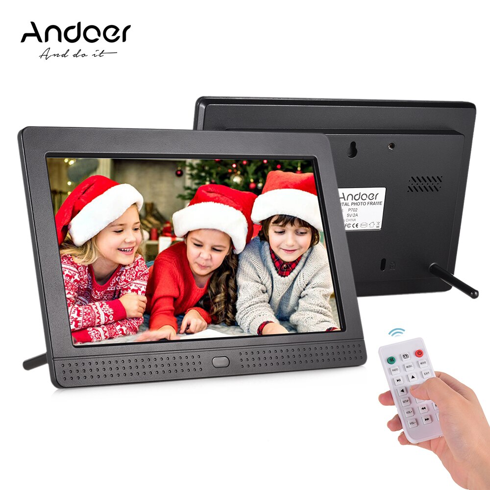 Andoer 7 Inch LED Digital Photo Frame P702 HD Remote Control Desktop Electronic Album Supports Music Video Photo Player Alarm