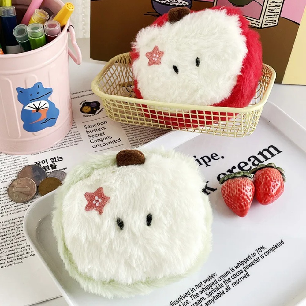 Kawaii Cartoon Mini Apple Plush Zero Wallet Girl Cute Plush Coin Wallet Key Storage Bag Children's Party