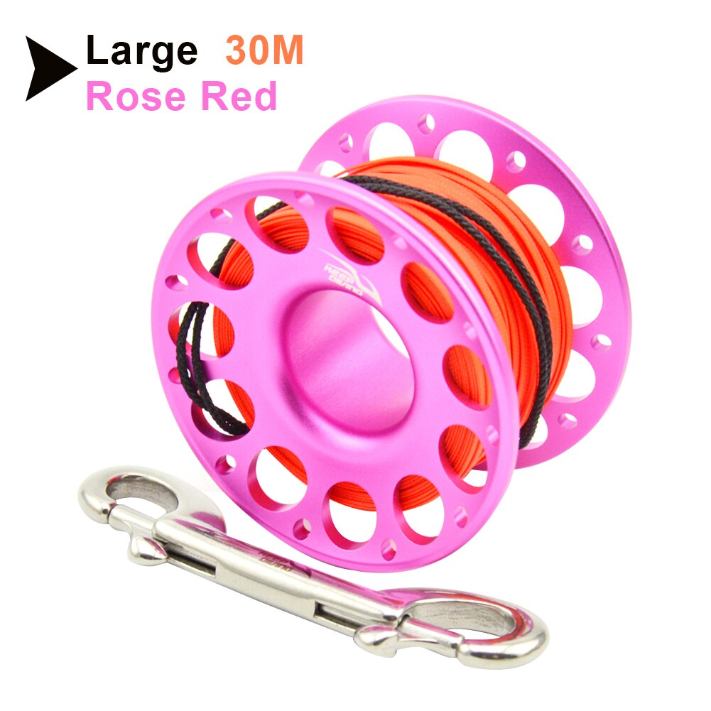 15m/30m Duiken Aluminium Spool Vinger Reel Met Rvs Diving Spool Finger Reeldouble Ended Haak Smb Apparatuur Cave Dive: Rose red30M