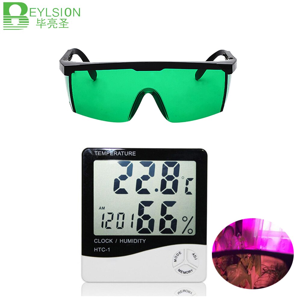 BEYLSION Digital Temperature Humidity monitor Grow Tent Box Glass UV Polarizing Goggles For Eye Protect Indoor Grow Light