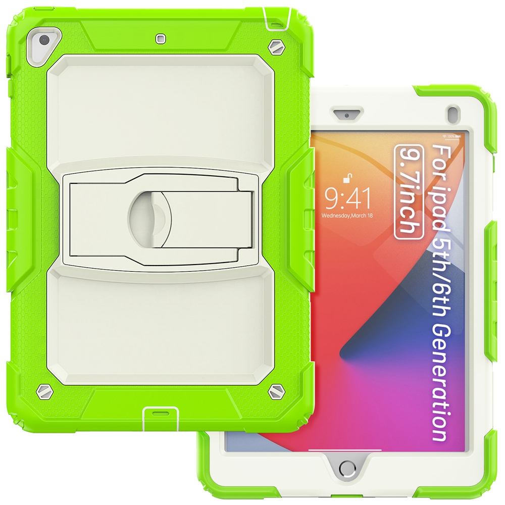 For Apple iPad 9.7 Air 2 Pro 9.7 A1566 A1822 A1893 Case Kids Safe Silicon PC Hybrid Shockproof Stand Tablet Cover: GRAY