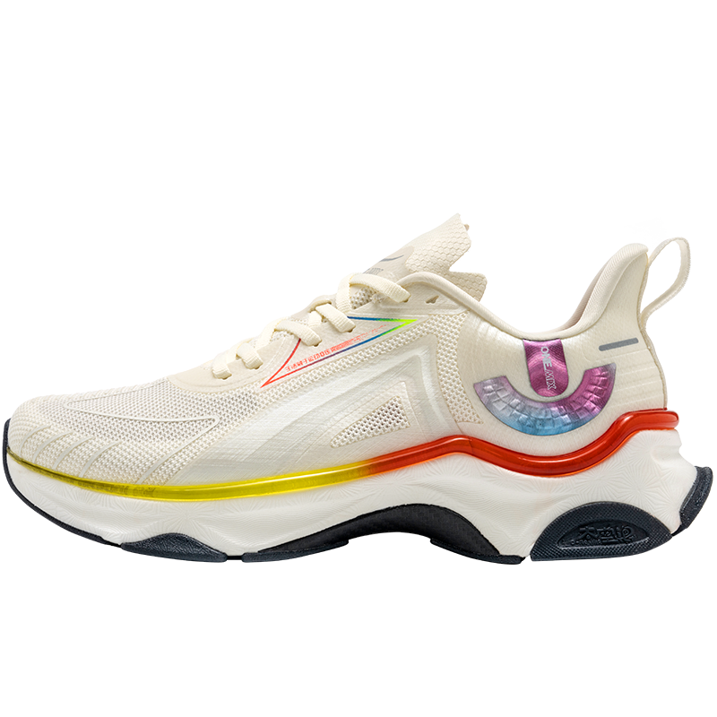ONEMIX, zapatillas para correr para hombre, zapatos deportivos de malla transpirable con cordones, zapatos para correr al aire libre, zapatos antideslizantes a la para caminar, zapatillas de deporte: Blanco / 5