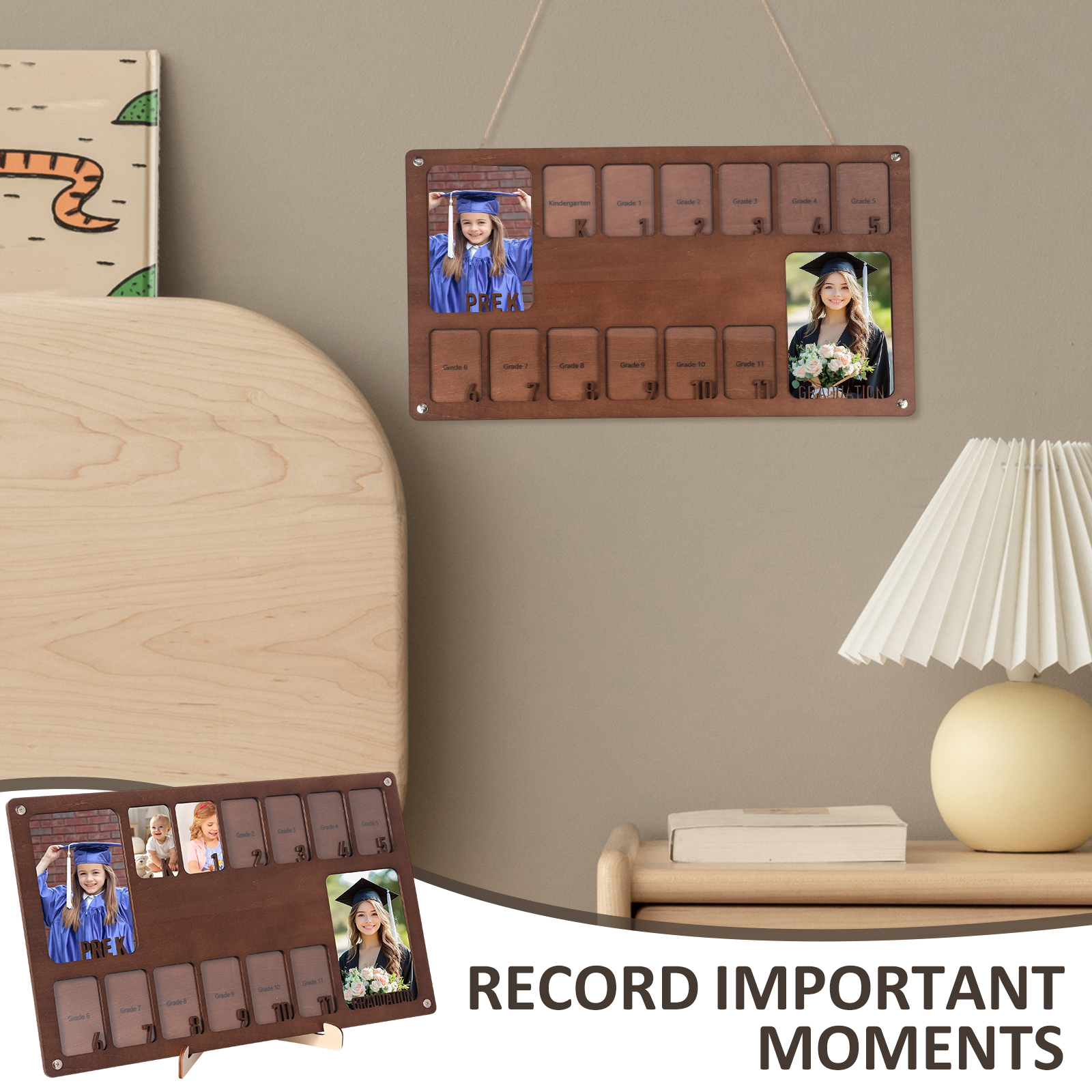 Marco de fotos escolar de madera para colgar en la pared, marco de fotos de años escolares, recuerdo de graduación Ideal, estudiantes, profesores y padres