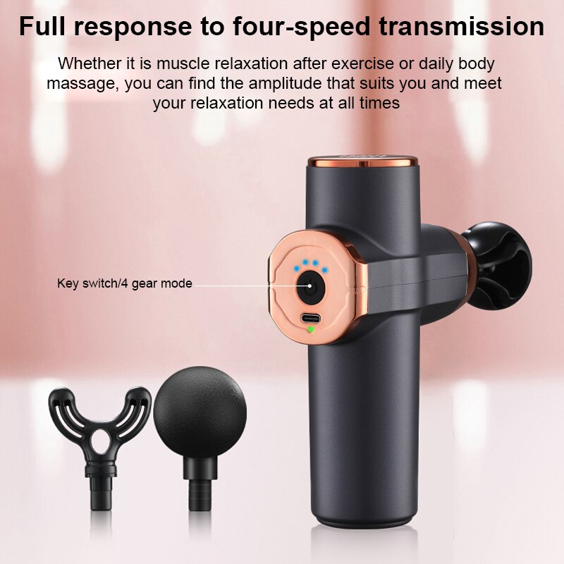 Mini USB Massage Gun Percussion Pocket Massager Electric Massage Gun Deep Muscle Fascial Massager Pain Relax With 4 Heads