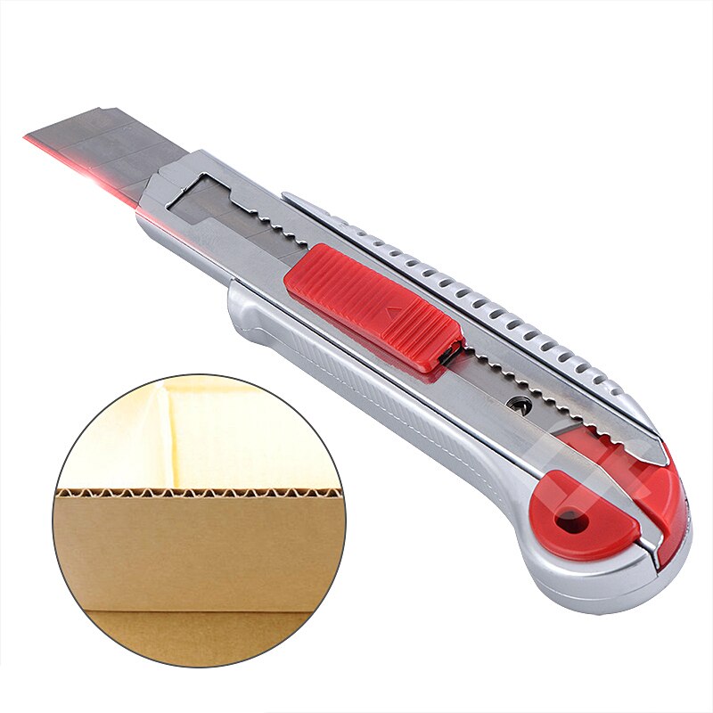 Retractable Utility Knife Extra 5Pcs Blades Box Cutter Self Loading Heavy Duty Snap Off Quick Change TPR+PP Handle Cutting: THKN-001