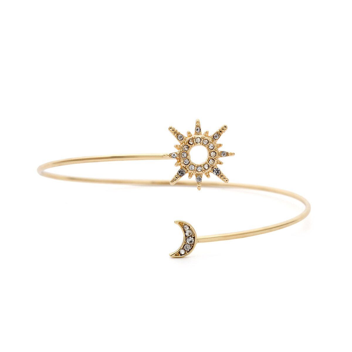 Spaloria guld justerbar krystal solmåne armbånd og armbånd til kvinder rhinsten charme overarm armbånd manchet smykker