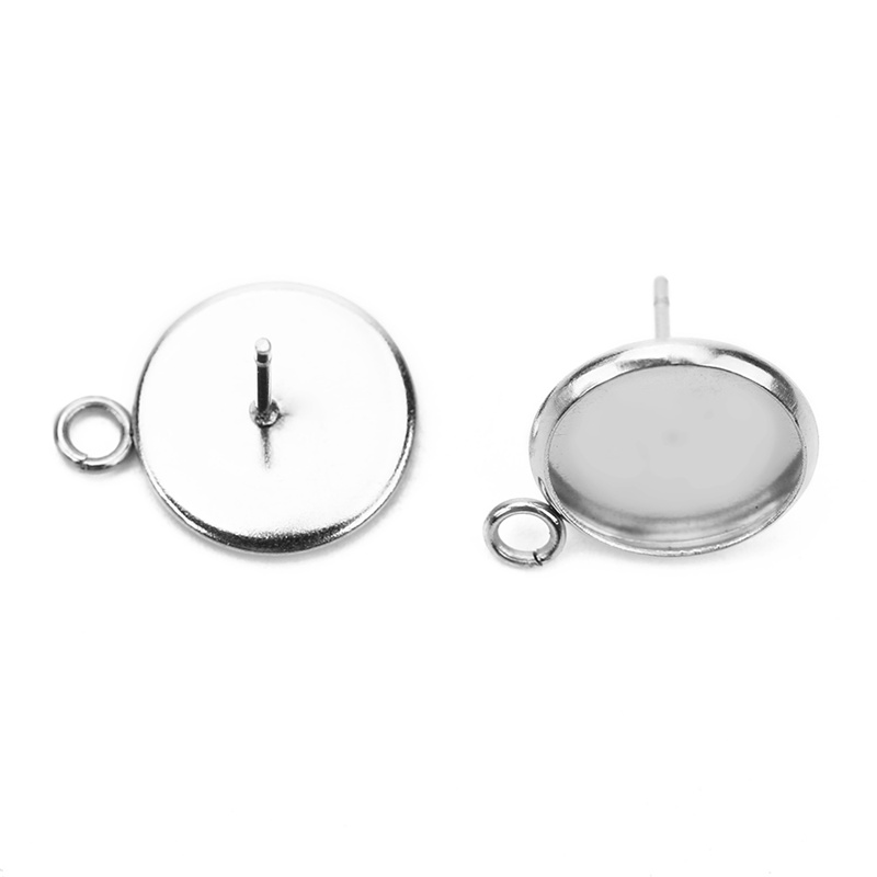 20 piezas de pendientes hipoalergénicos de acero inoxidable, accesorios Diy de 6mm, 8mm, 10mm, 12mm, configuración de Base de cabujón de camafeo, fabricación de joyas Diy: L / Rojo