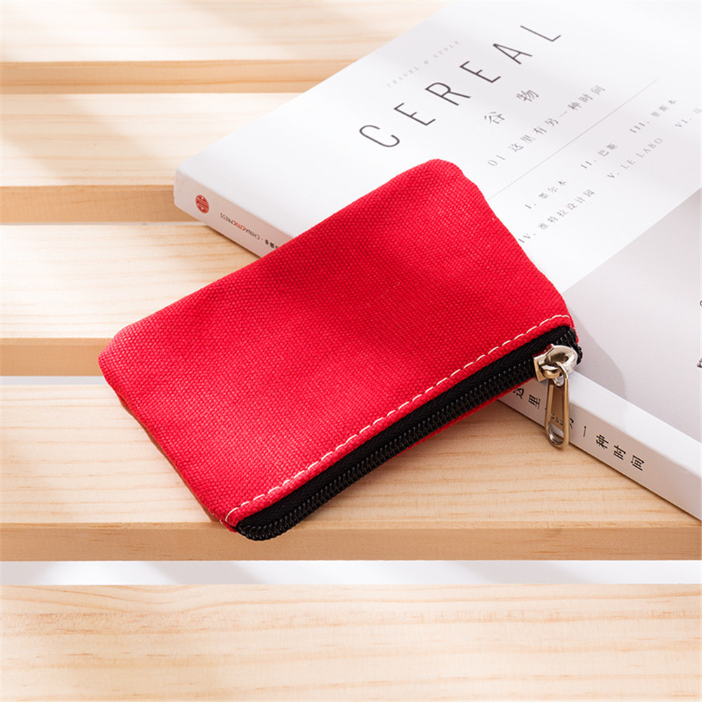 Stijl Katoenen Canvas Portemonnee Pure Kleur Eenvoudige Doek Coin Kleine Tas Voor Mannen En Vrouwen Kaart Portemonnee Sleutel rits Opbergtas