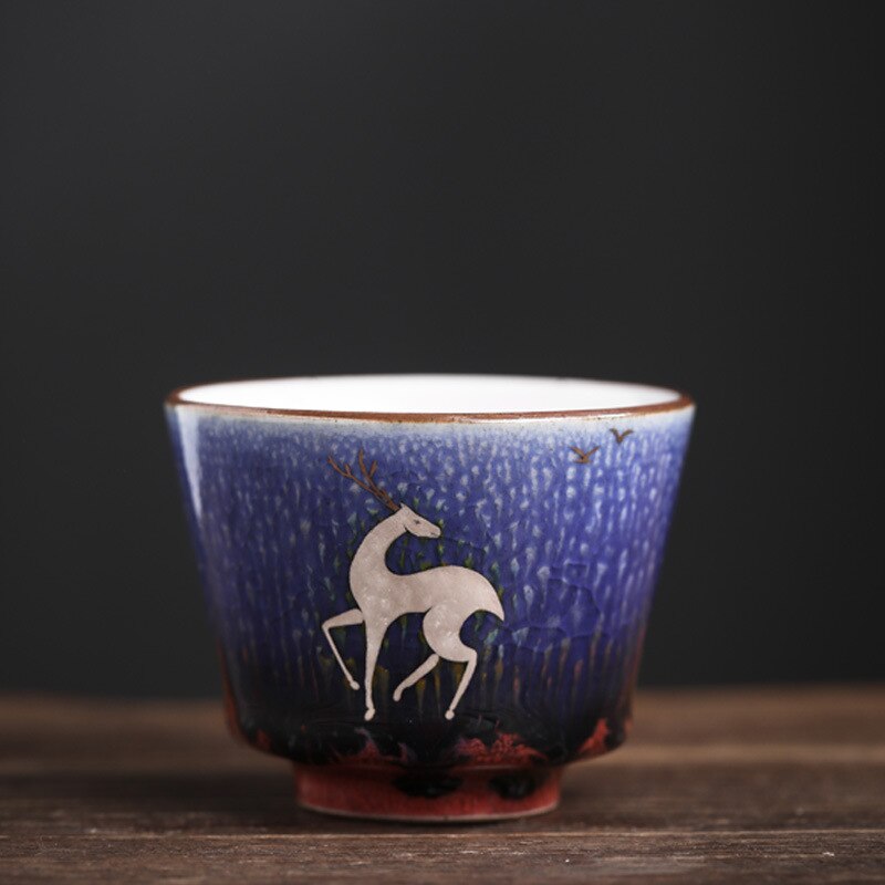 Taza de cerámica horneada hecha a mano de estilo japonés, conjunto de taza maestra Personal, taza de gran tamaño, caja de , tazas de té, 4 Uds.: Teacup C