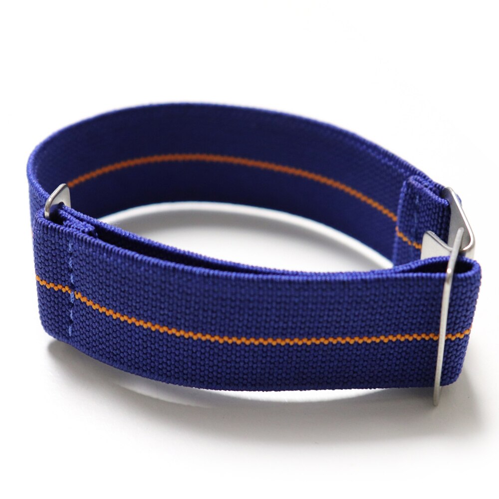 Moda substituição pulseiras elásticas cinta tecido náilon banda estilo pára-quedas elástico relógio banda relógios cassuais acessórios: Blue Orange
