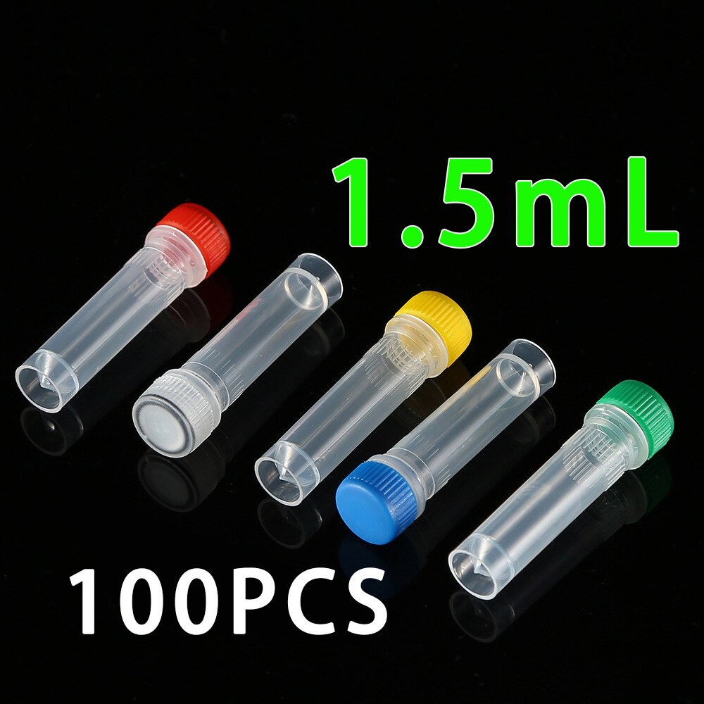 1.5Ml Pp Lab Cryopreservatie Buis Cryotube Bevriezing Buizen Centrifugebuis Volume Flesjes Flessen Met Schroefdop, 100Pcs