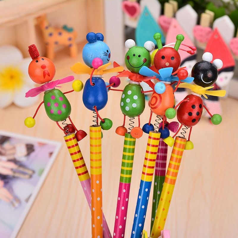 Wooden Windmill Cartoon Animals Pencil Kawaii Student Pencils Student Children Kids Personality Art Supplies Pencil Pen