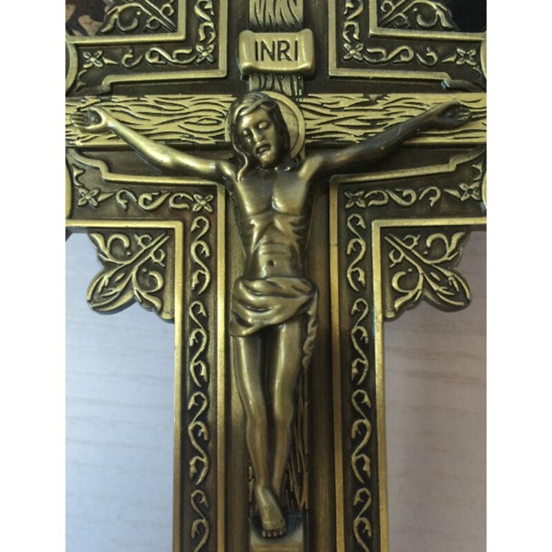 Kerk Relikwieën Jezus Op De Stand Cross Muur Kruisbeeld Home Decor Tafel Beeldjes QX2E