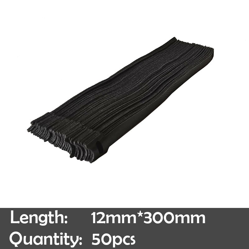 50pz fascette adesive per nastro di fissaggio fascette magiche gancio ad anello bastone bulcker cintura fascio filo linea cavo cinturino: nero