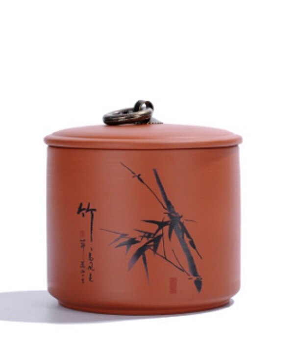 purple tea canister ceramic trumpet tea packing box sealing jar: C