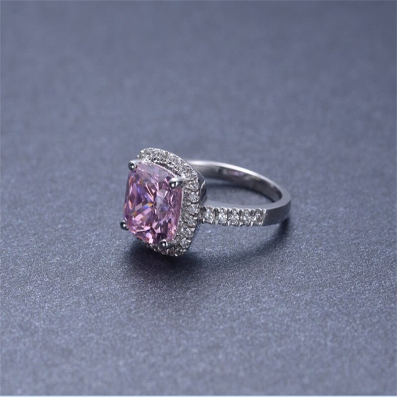 CC Ringe Für Frauen 925 Silber Farbe Rosa CZ Stein Engagement Ring Braut Hochzeit Schmuck Anel Bijoux Femme CC596