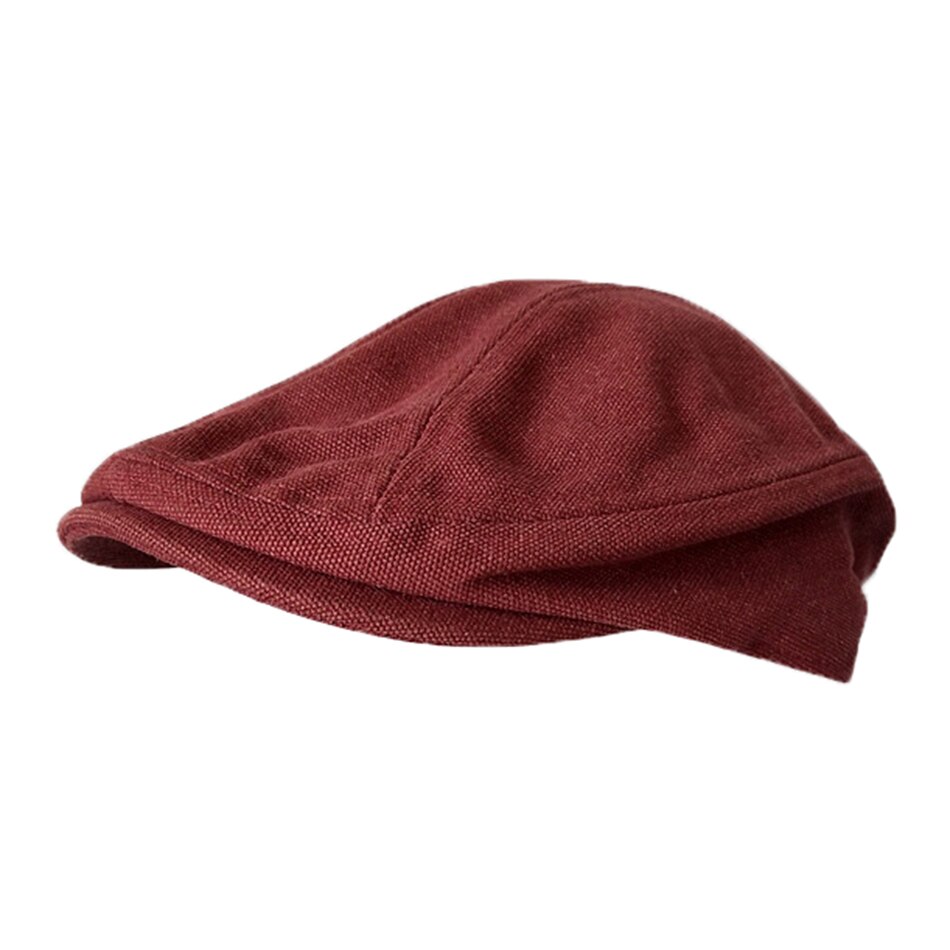 SHOWERSMILE Men Beret Hat 100% Cotton Grey Flat Caps Male Spring Solid Vintage Directors Driving Hat British Gatsby Style Hats: Burgundy / 60-62 cm