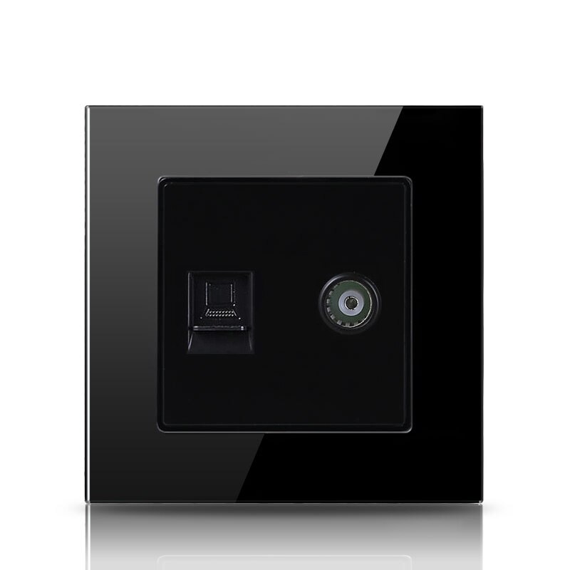 Atlectric  rj45 & tv-portar dubbla  rj45 datauttag tv-port vägguttag dator tv-kontakt paneluttag härdat glas: Rj45 med tv