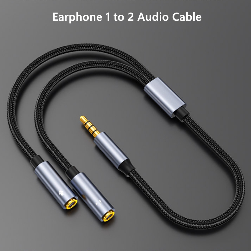 Cable de Audio auxiliar Jack de 3,5mm macho a hembra, adaptador divisor de 1 a 2, 4 polos con micrófono estéreo para PC, auriculares, micrófono de altavoz para coche