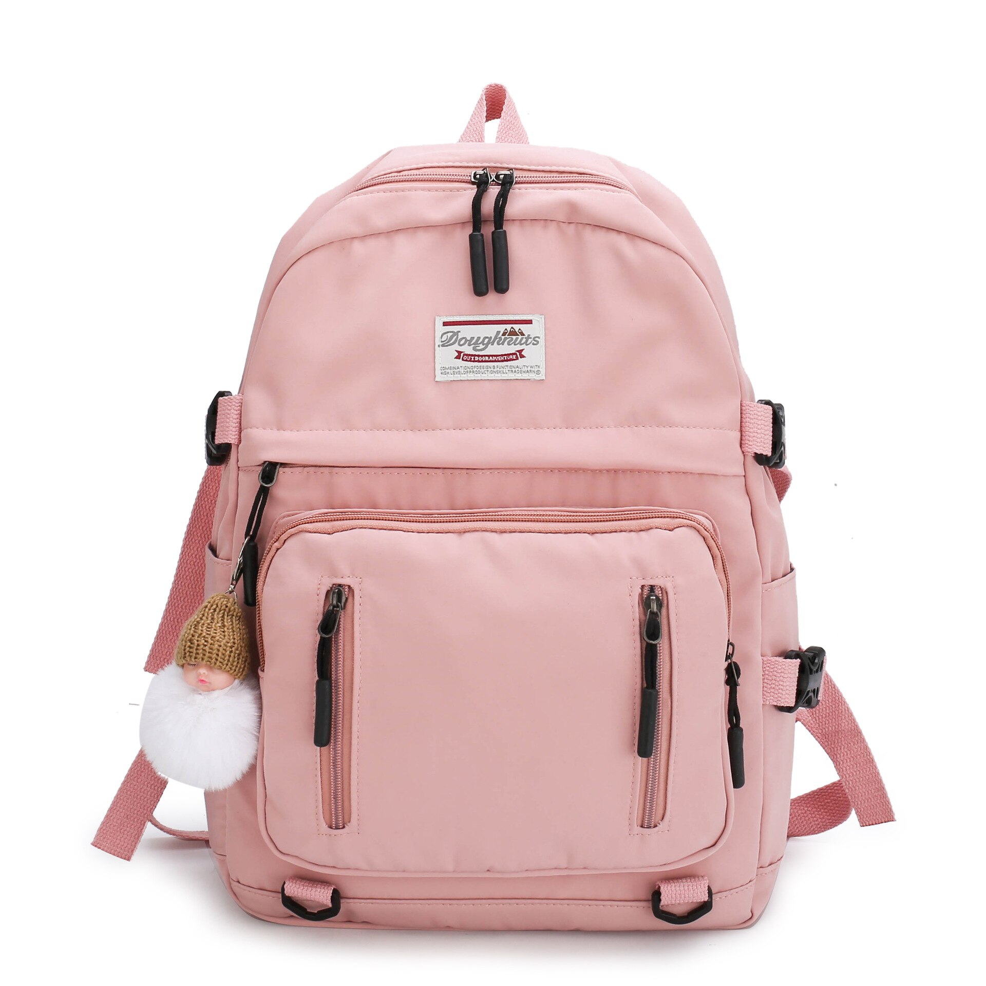 Rosa lona sacos de escola para meninas adolescentes mochila feminina escola grande bookbags sólida estudante adolescente schoolbag preppy novo: Rosa