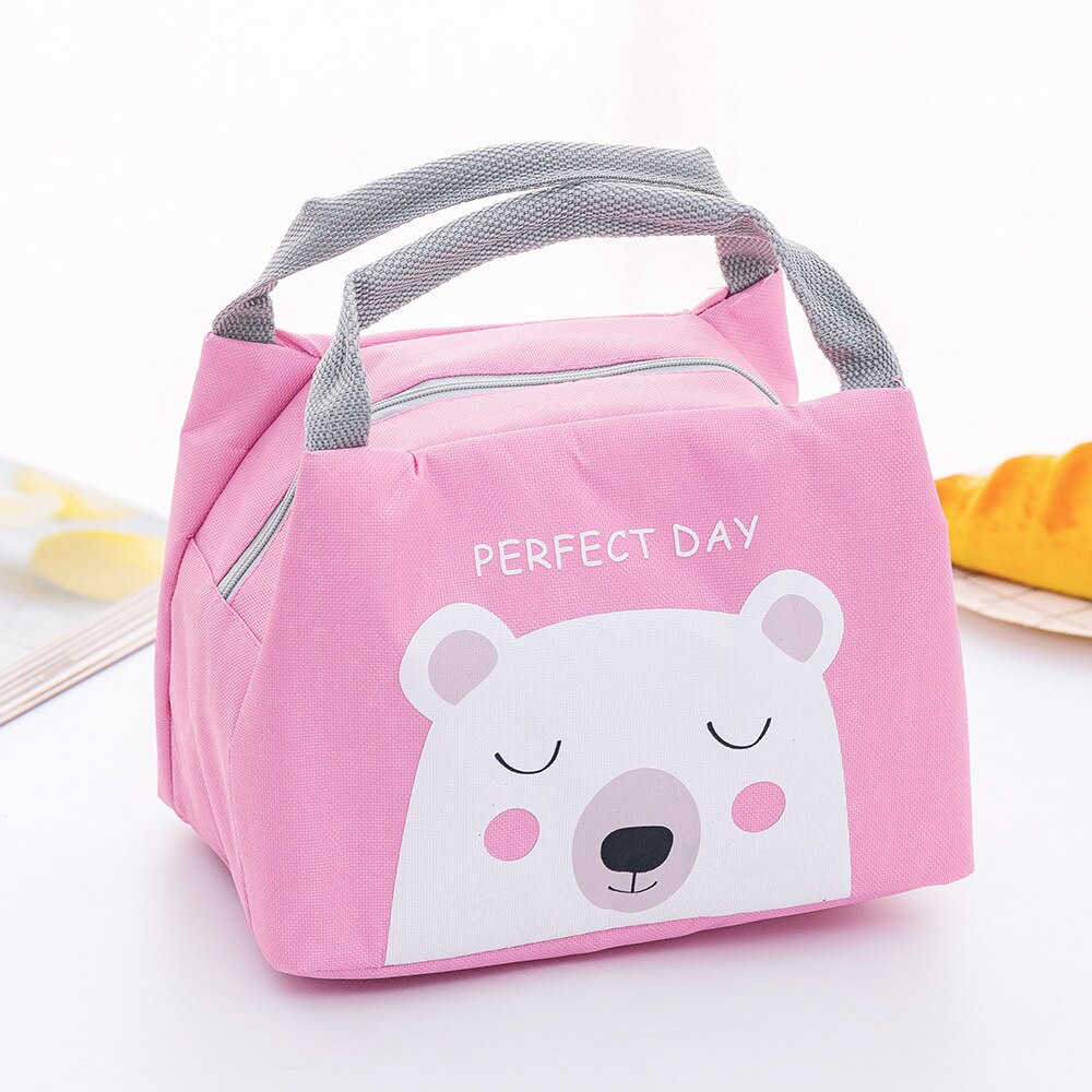 Cartoon Draagbare Isolatie Zak Behoud En Warmte Behoud Oxford Lunch Tas Verdikte Waterdichte Bento Tas: Pink Bear