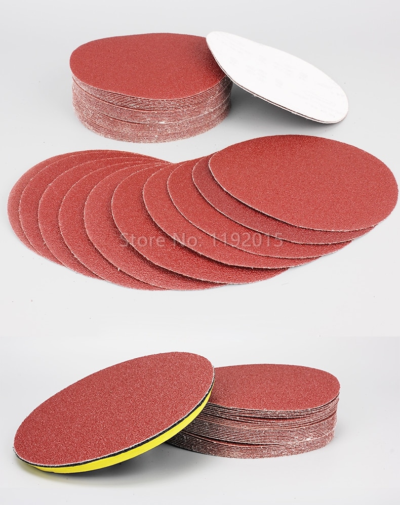 Ztdplsd 5 stk/parti tør slibning 7 tommer 180mm papir flocking sandpapir pad slibeskive træbearbejdning elektrisk kværn tilbehør