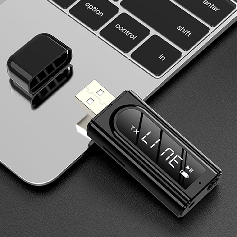 Usb Bluetooth Adapter Auto Fm Bluetooth 5.0 Ontvanger MP3 Speler Aux Audio Dual Output Stereo Zender Adapter Met Led Digitale