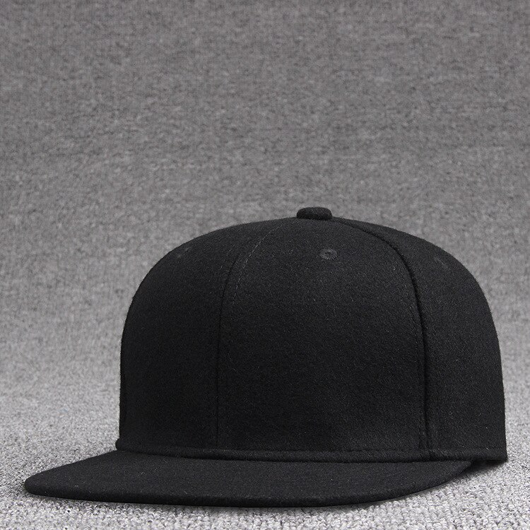 Voksen topp ull filt snapback caps vinter hip hop bboy flat peaked cap solid skateboard lue menn ull baseball hatter