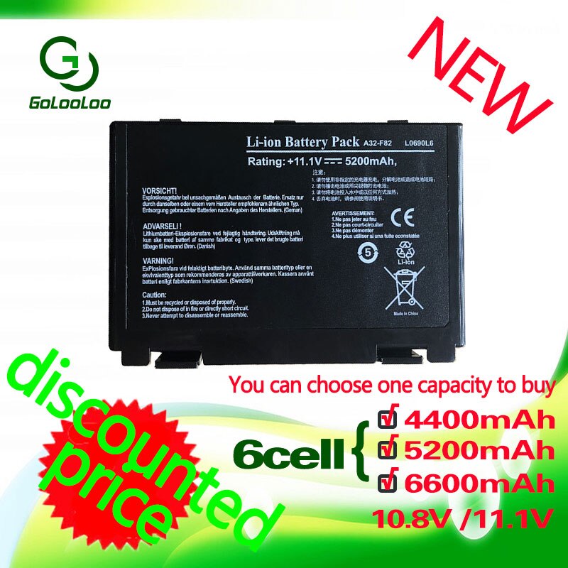 Golooloo Laptop Battery for Asus A32-f82 K50id K50AF K51AC K51AB K51AE K40in k50in K40ij K40 K50ij k50c K60ij K70ab K70ic k61ic