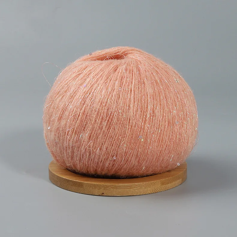 50 g Spitzen-Mohairgarn mit Pailletten, Häkel-Strickgarn mit Lurex, modische Baby-weiche Pullover-Schal-Nadelgarn mit Schlaufen