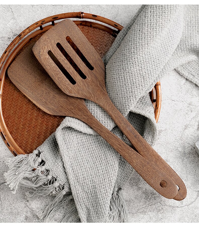 Wood Kitchenware Nonstick Wing Wood Cookware Set shovel Colander Spatula Spoon Cooking Set Kitchen Utensil