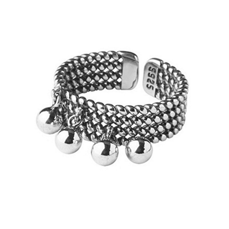 Foxanry Vintage Punk couleur argent anneaux à la perles pendentif gland géométrique fête bijoux pour les femmes